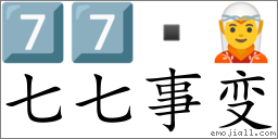 Emoji: 7️⃣ 7️⃣  🧝 , Text: 七七事变