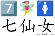 Emoji: 7️⃣ 🧚‍♀️ 🚺 , Text: 七仙女