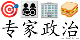 Emoji: 🎯 👨‍👩‍👧‍👦 🏢 🥪 , Text: 专家政治