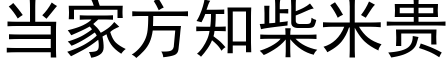 當家方知柴米貴 (黑體矢量字庫)